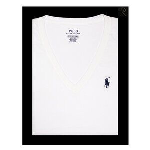 Polo Ralph Lauren Women's Short Sleeve CLSC Fit V-Neck T-Shirt White MSRP $58.00